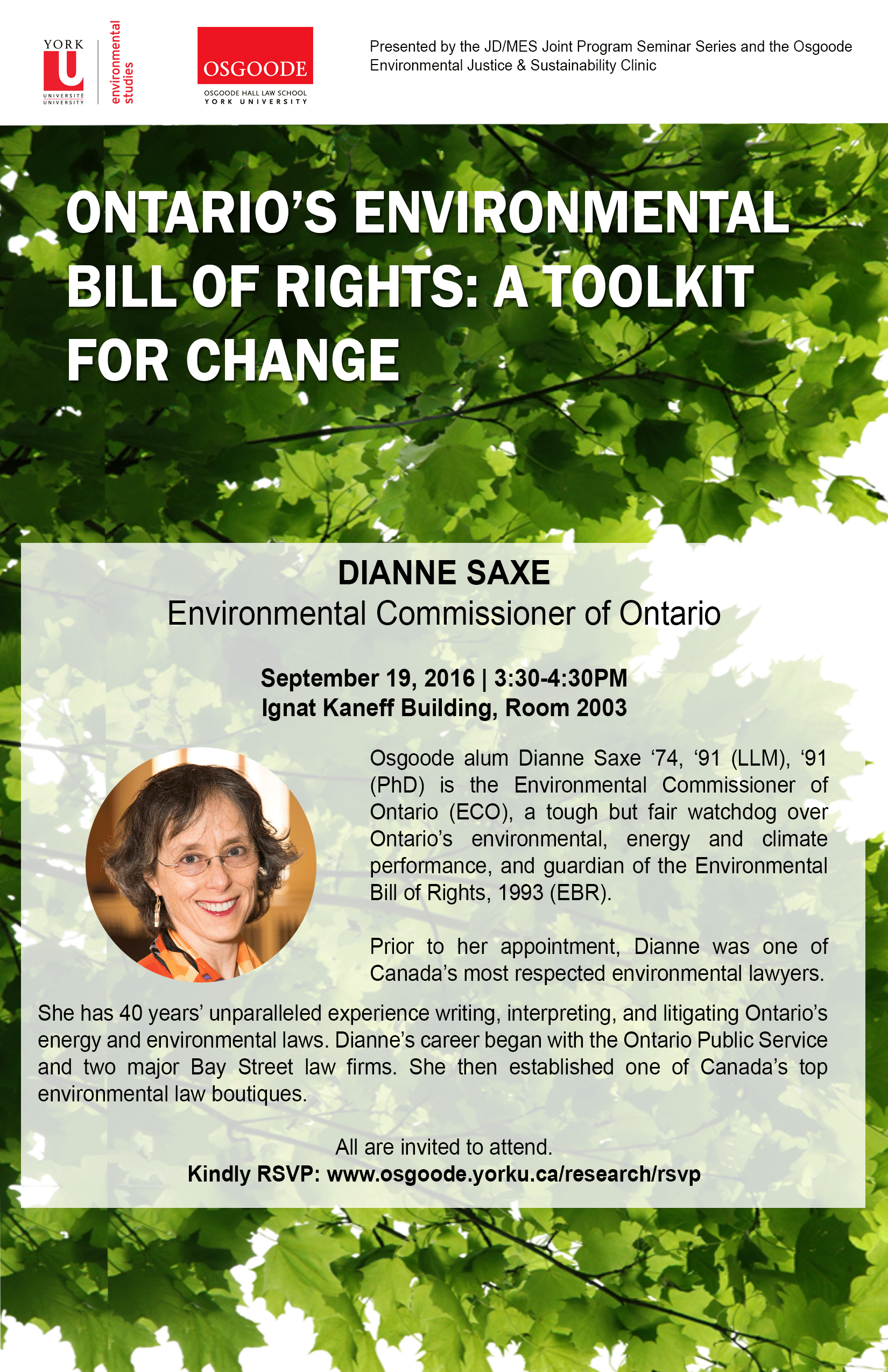 Dianne Saxe Event Poster